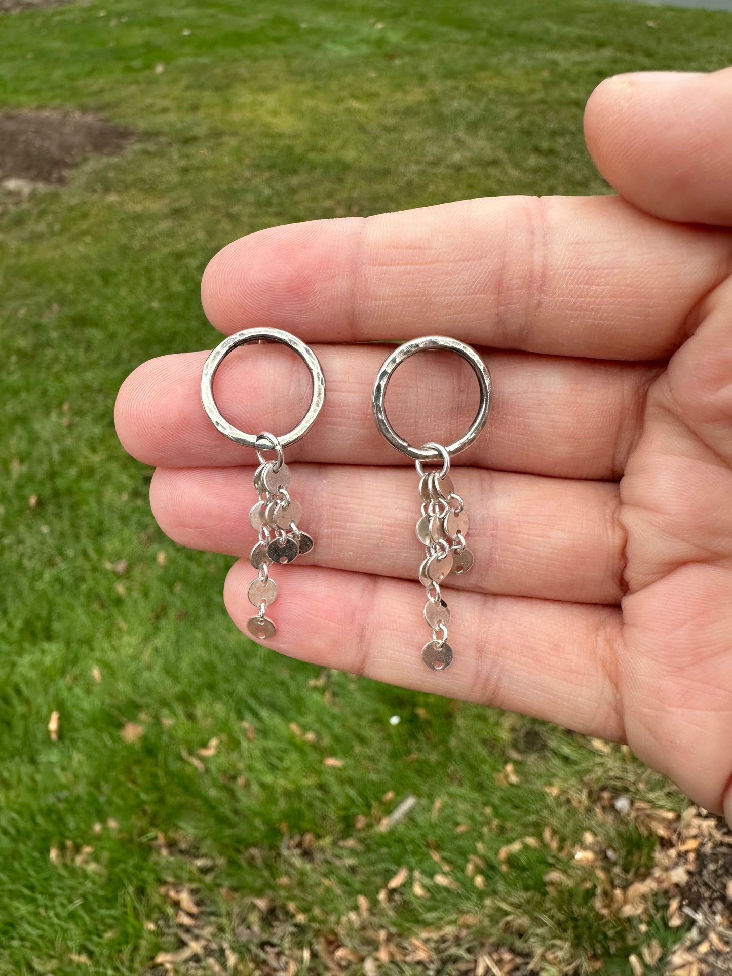 Silver Disco Dangles