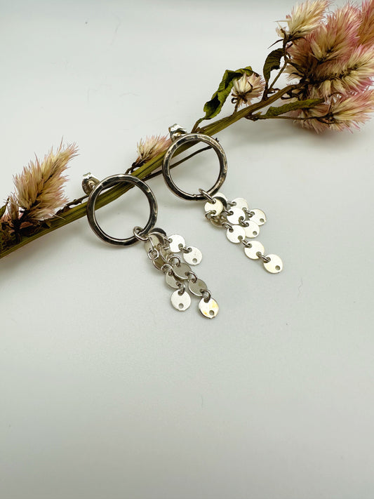 Silver Disco Dangles