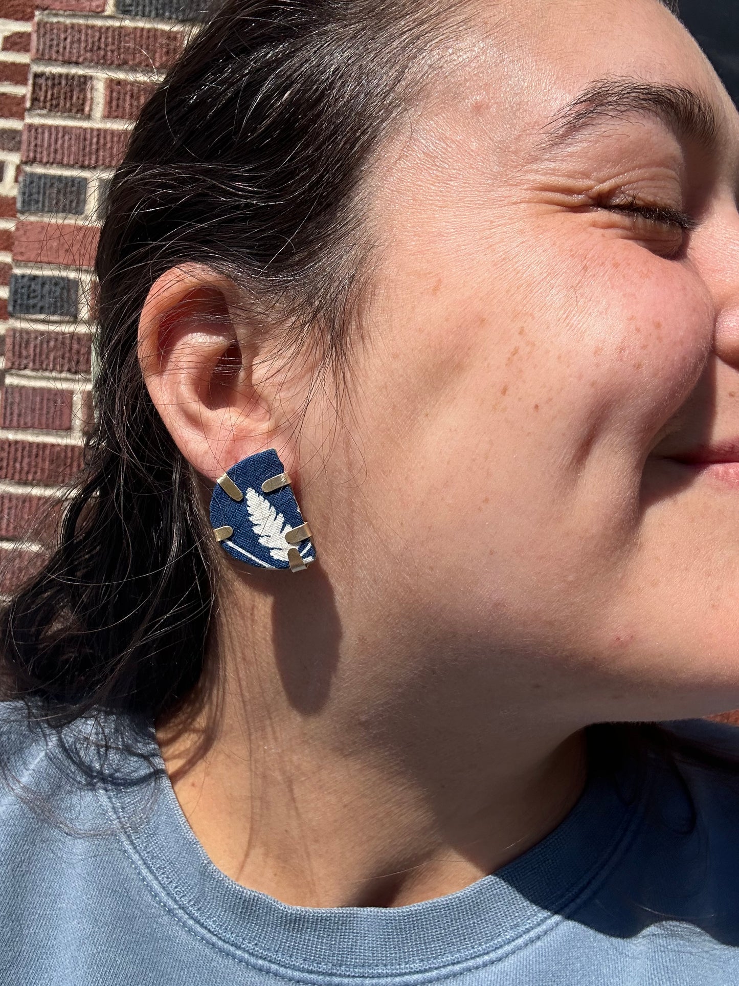 Cyanotype Earrings - Brass