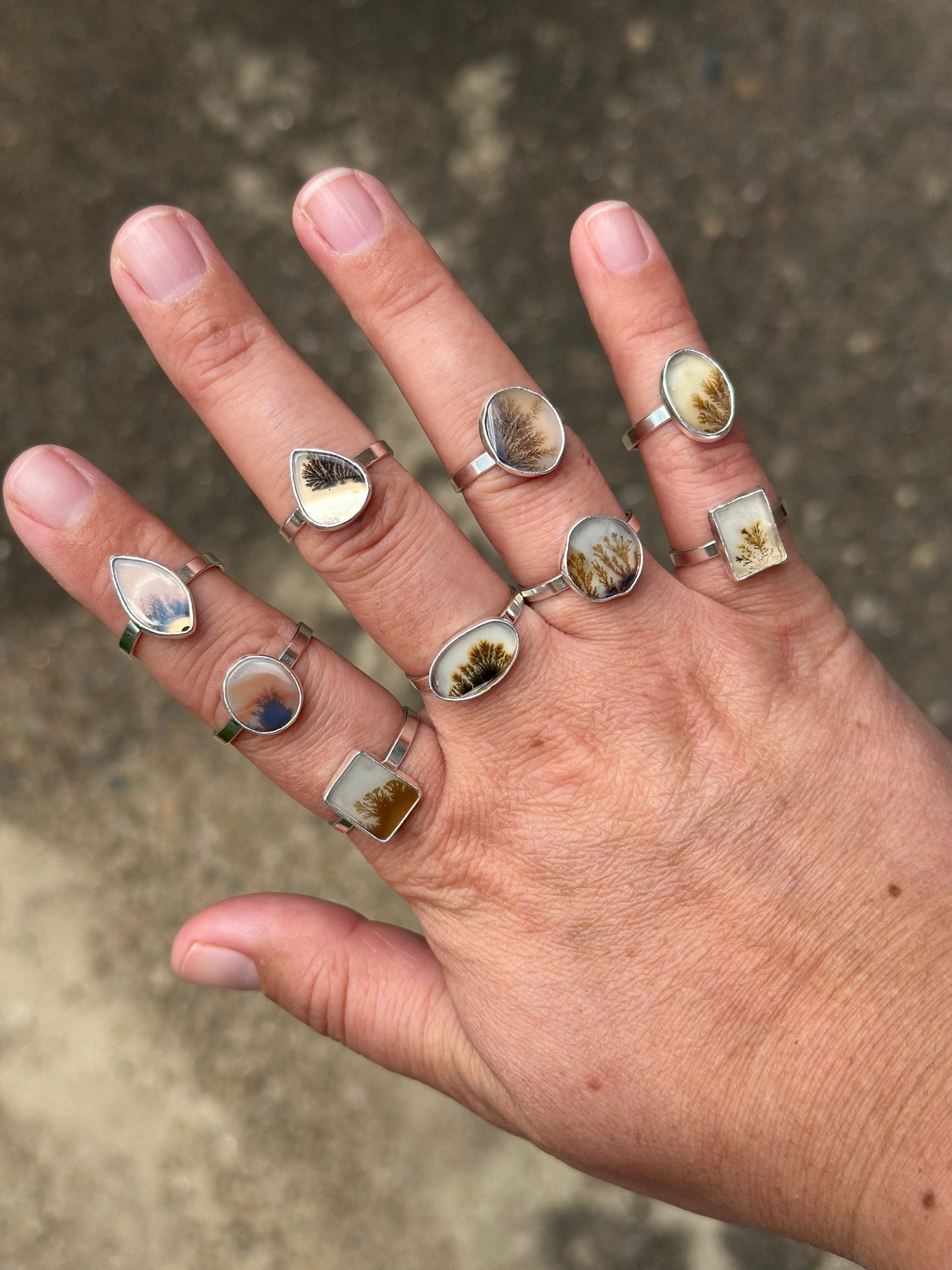 Dendritic Agate Rings, multiple sizes