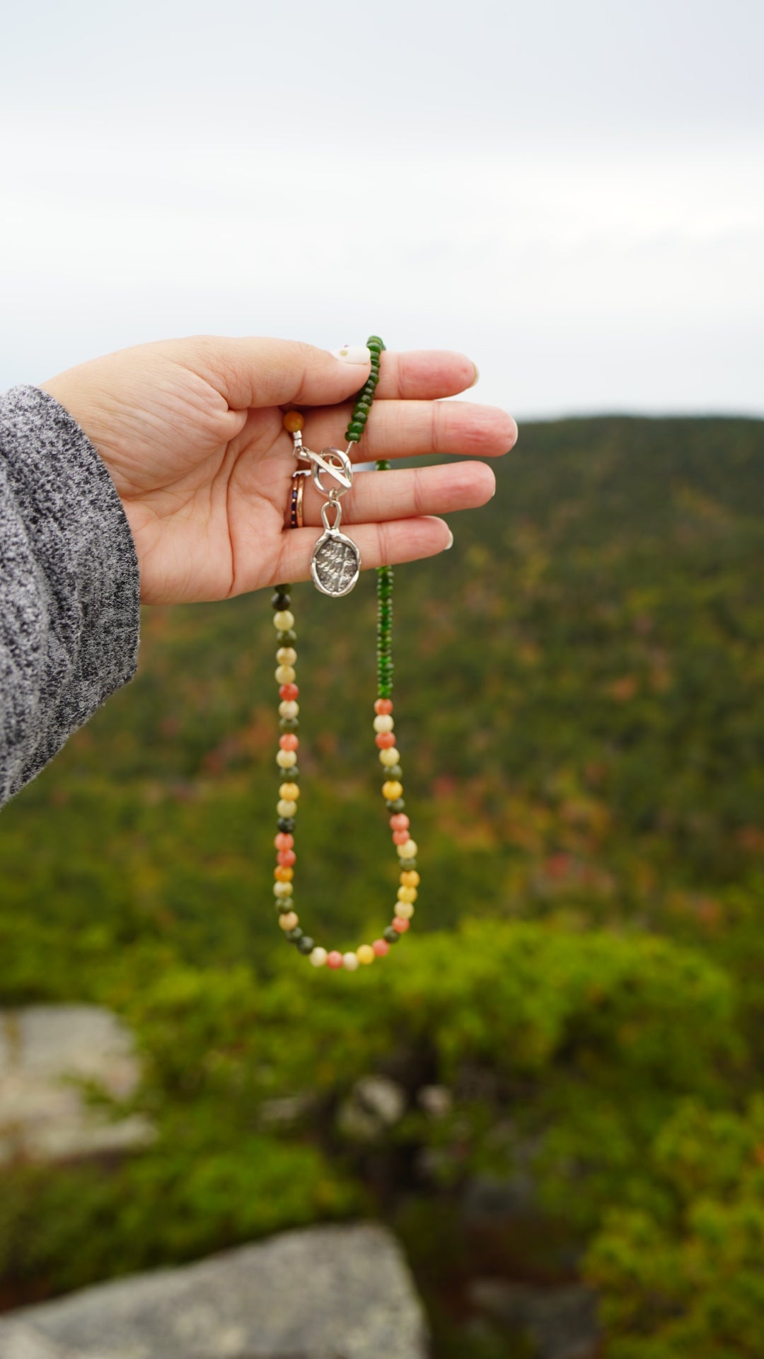 Fern Beaded Charm Necklace