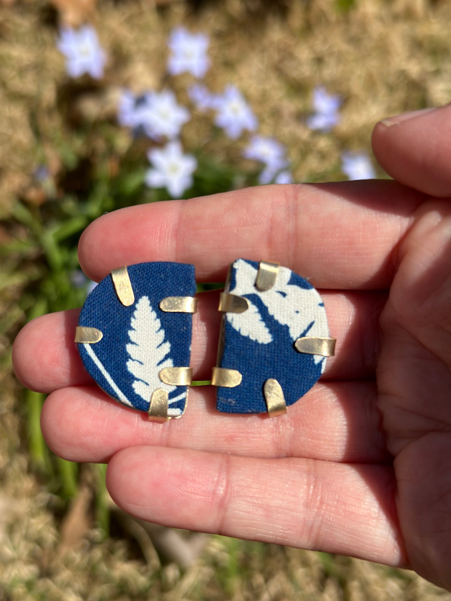 Cyanotype Earrings - Brass