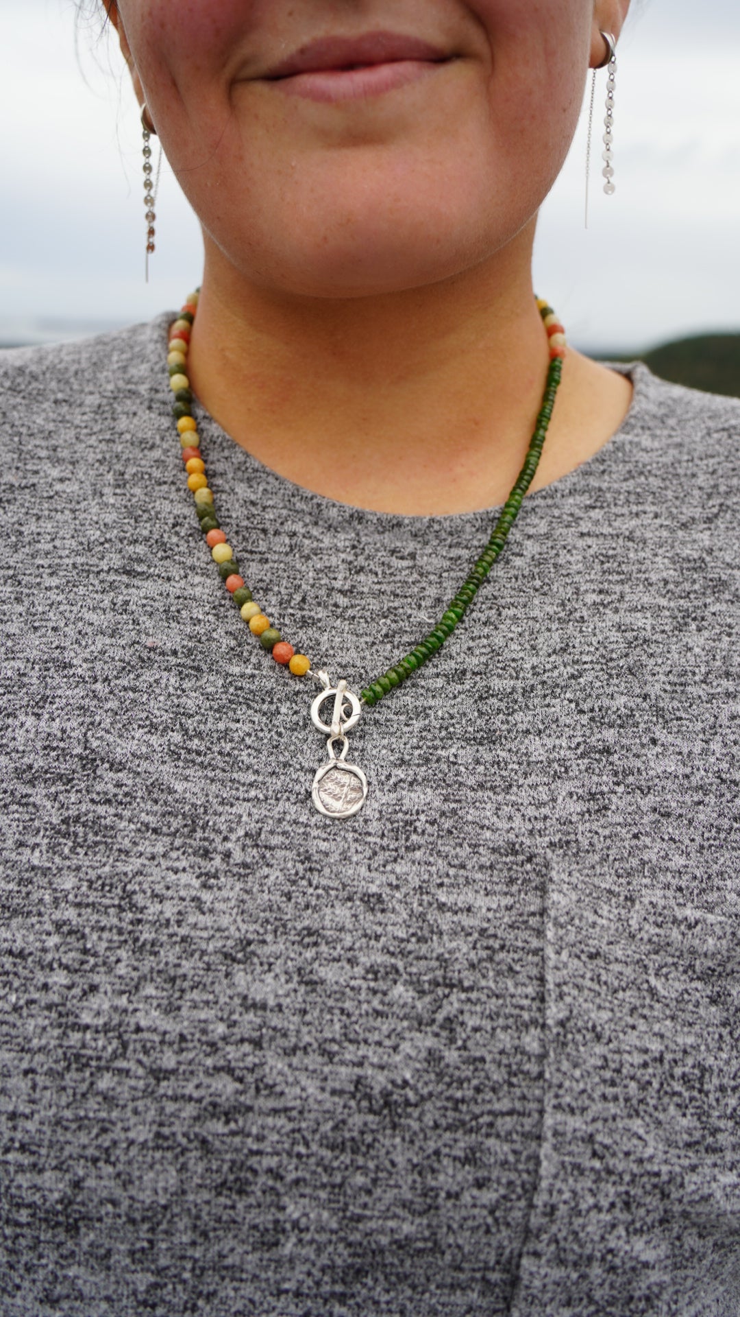 Fern Beaded Charm Necklace